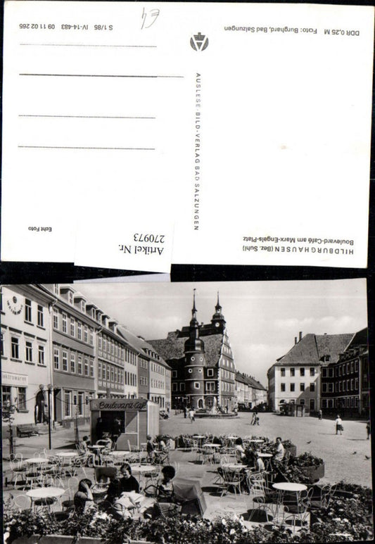 270973,Hildburghausen Boulevard-Cafe am Marx-Engels-Platz Terrasse Rathaus Mehrbildkarte