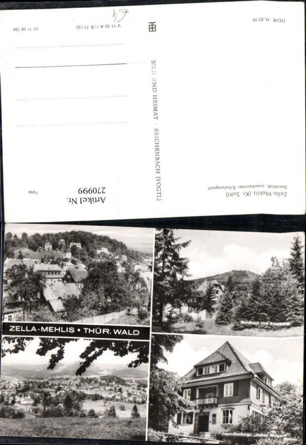 270999, Zella-Mehlis Total view of Waldhaus and Ruppberg Youth Hostel Jochen Weigert Multi-view postcard