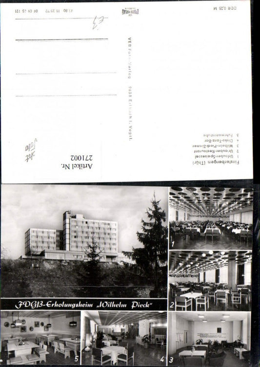 271002,Finsterbergen FDGB-Erholungsheim Wilhelm Pieck Innenansichten Mehrbildkarte