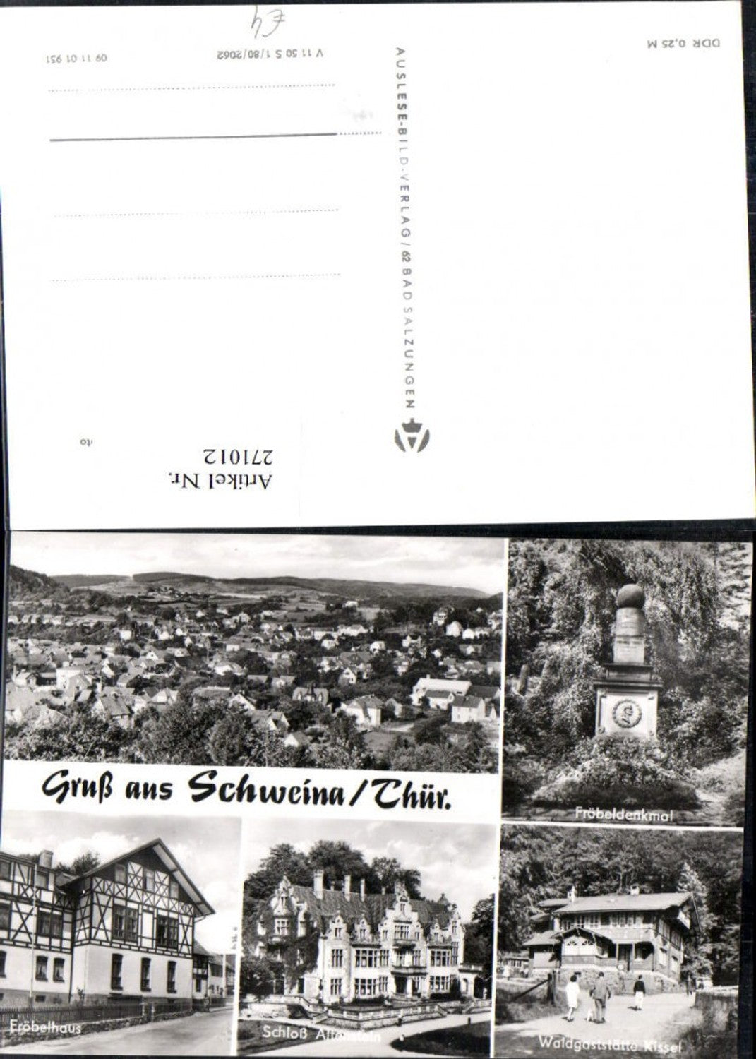 271012,Gruß aus Schweina Totale Fröbeldenkmal Schoss Altenstein Fröbelhaus Waldgaststätte Kissel Mehrbildkarte