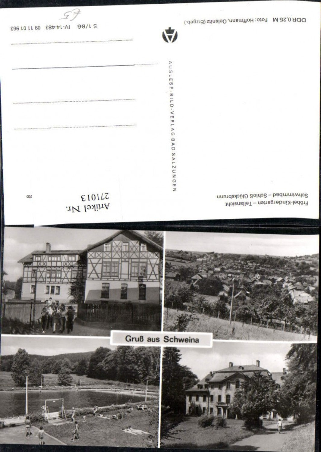 271013,Gruß aus Schweina Totale Fröbel-Kindergarten Schwimmbad Schloss Glücksbrunn Mehrbildkarte