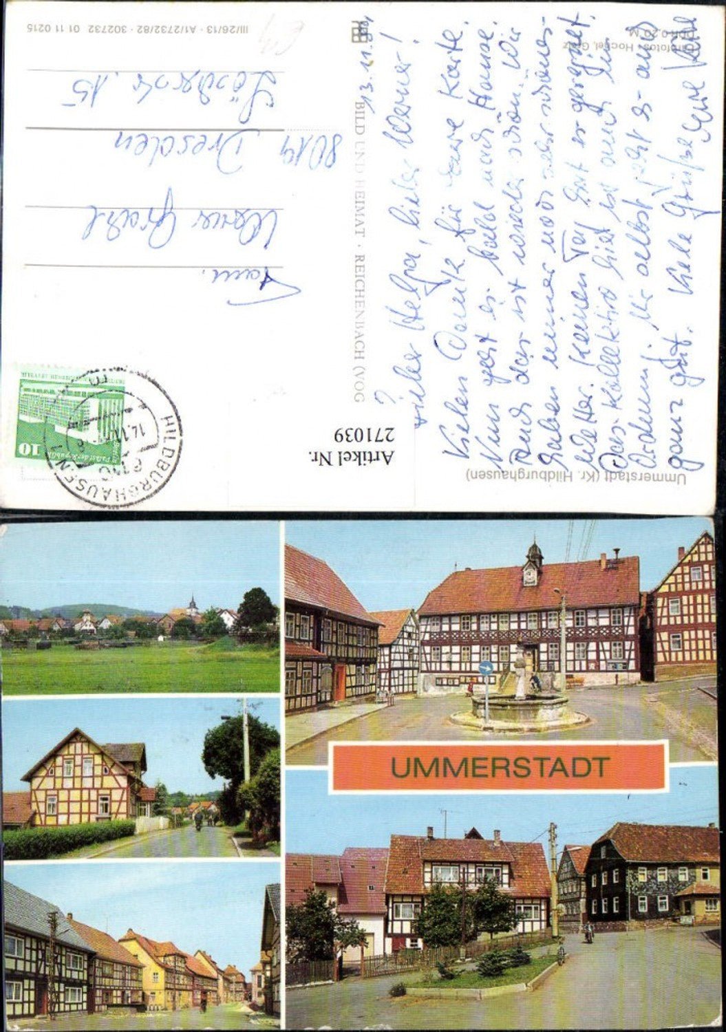 271039, Ummerstadt Partial view Fountain Town Hall Street views Multi-view map