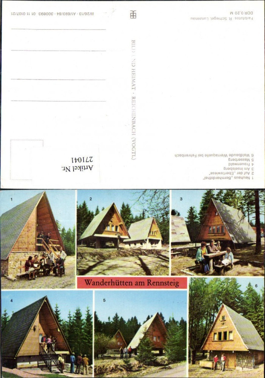 271041, Hiking huts on the Rennsteig trail Neuhaus Bernhardsthal Ebertswiese Inselsberg Frauenwald Multi-view map