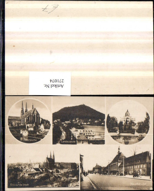 271074,Görlitz Totale Peterskirche Hauptbahnhof Gedenkhalle Landeskrone Mehrbildkarte