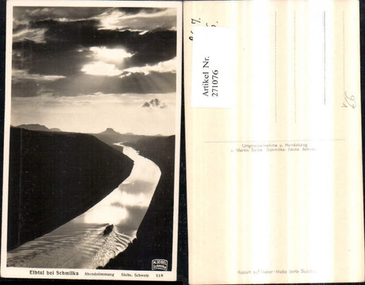 271076,Elbtal b. Schmilka Abendstimmung pub Original Handabzug von Martin Seidel