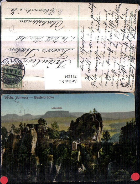 271124,Sächsische Schweiz Basteibrücke Brücke Felsen m. Lilienstein b. Rathen