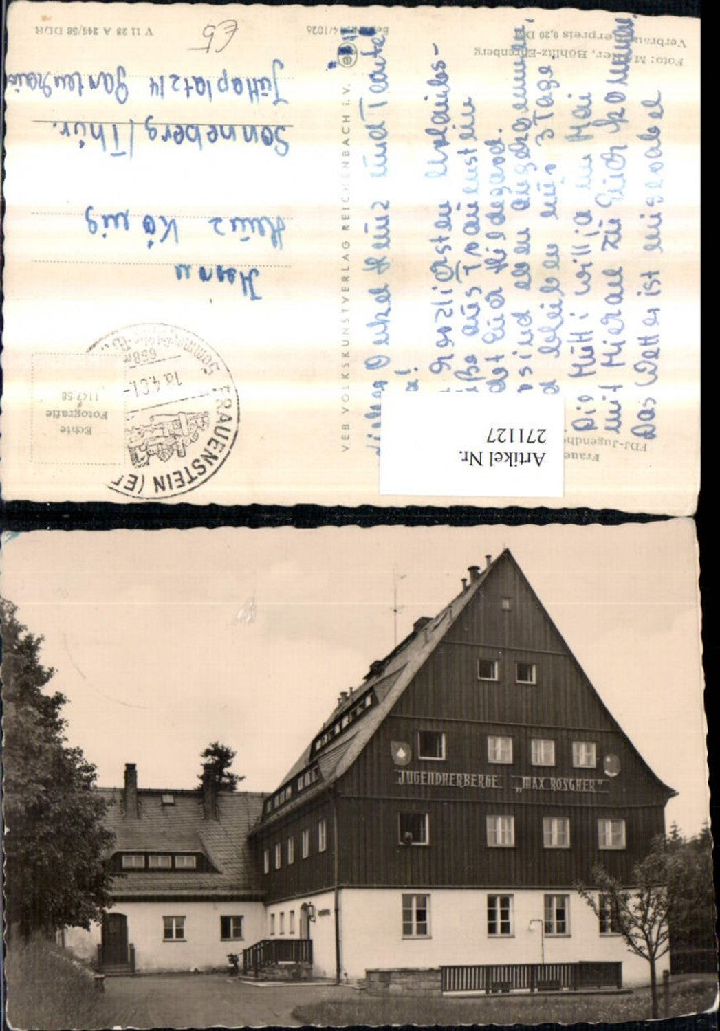 271127,Frauenstein im Erzgebirge FDJ-Jugendherberge Max Roscher pub VEB