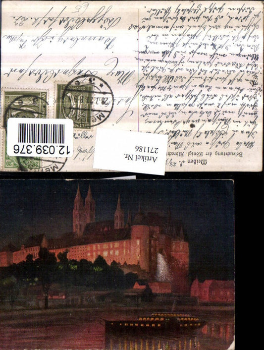 271186,Meißen Beleuchtung der Königlichen Albrechtsburg Burg Dampfer