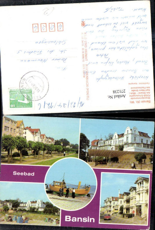 271238,Seebad Bansin Strandpromenade FDGB-Erholungsheim Josef Orlopp Strand Fischerstrand Mehrbildkarte