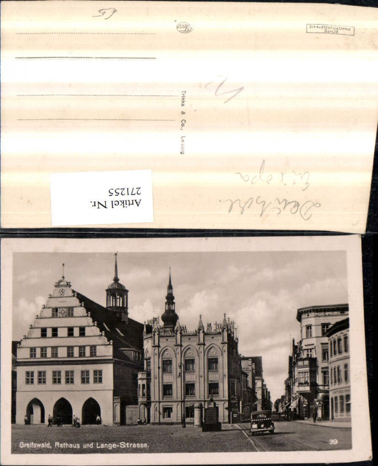 271255,Greifswald Rathaus u. Lange-Straße Straßenansicht