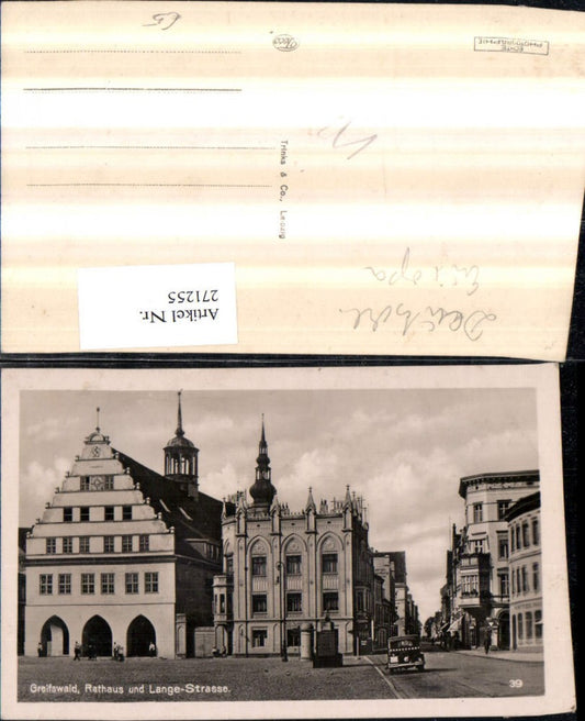 271255,Greifswald Rathaus u. Lange-Straße Straßenansicht