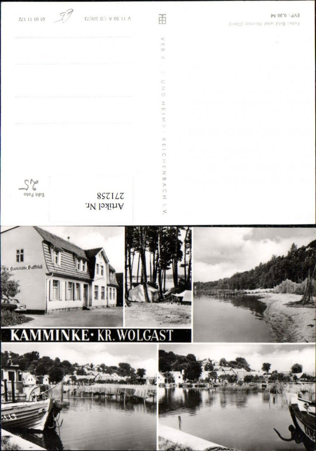 271258,Kamminke Fischerboot Fischnetz Gaststätte Haffblick Partie Mehrbildkarte