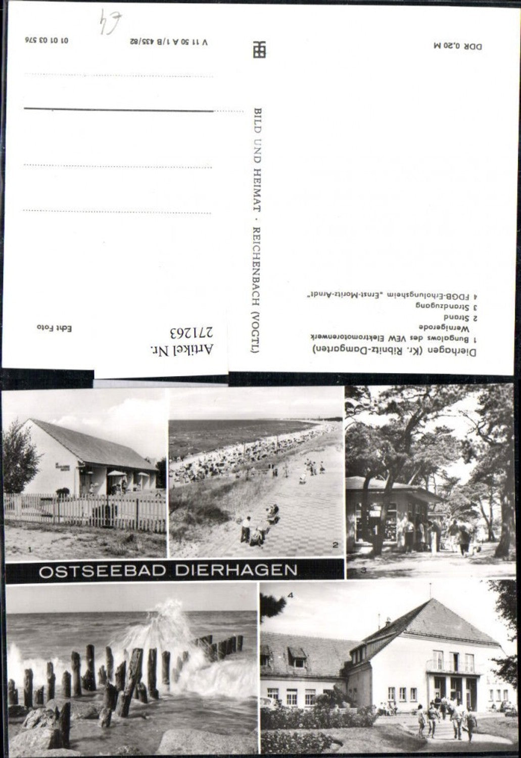 271263,Ostseebad Dierhagen Bungalow Strand Strandzugang FDGB-Erholungsheim Ernst-Moritz-Arndt Mehrbildkarte