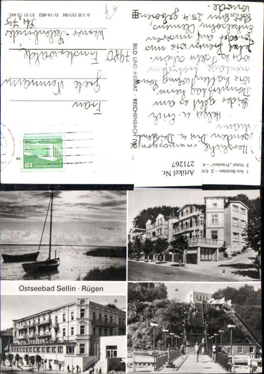 271267,Ostseebad Sellin auf Rügen Erholungsheim Hotel Frieden Treppe zum Strand Am Bodden Mehrbildkarte