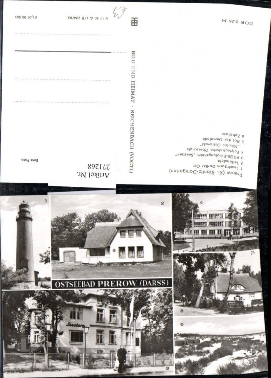 271268,Ostseebad Prerow Leuchtturm FDGB-Erholungsheim Seestern Polytechnische Schule Zeltplatz Mehrbildkarte