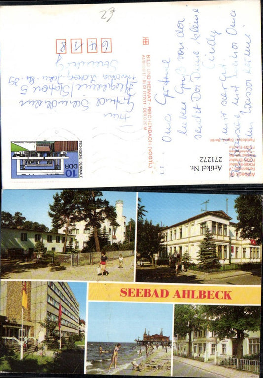 271272,Seebad Ahlbeck Ferienheim FDGB-Erholungsheime Strand Seebrücke Mehrbildkarte
