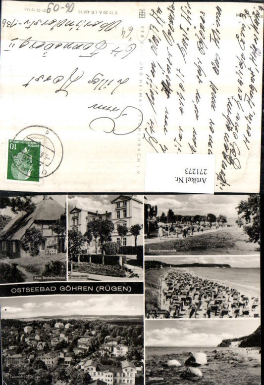 271273,Ostseebad Göhren auf Rügen Totale Strand Promenade Steilküste Strohdachhaus Strandhotel Mehrbildkarte pub VEB