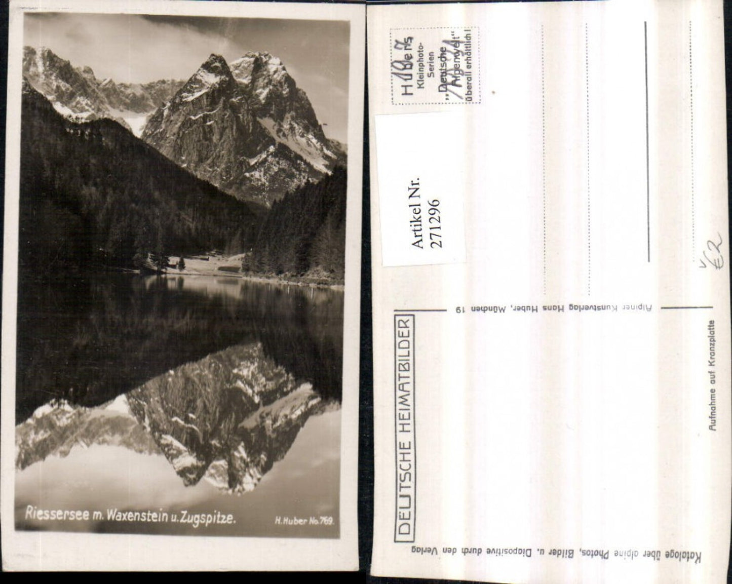 271296,Riessersee See m. Waxenstein u. Zugspitze Bergkulisse b. Garmisch-Partenkirchen pub Hans Huber 769