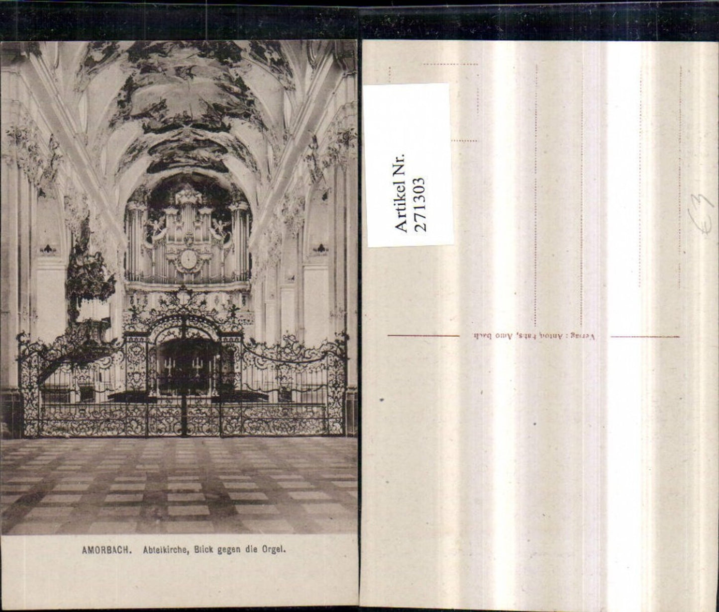 271303,Amorbach Abteikirche Kirche Innenansicht Blick geg. d. Orgel