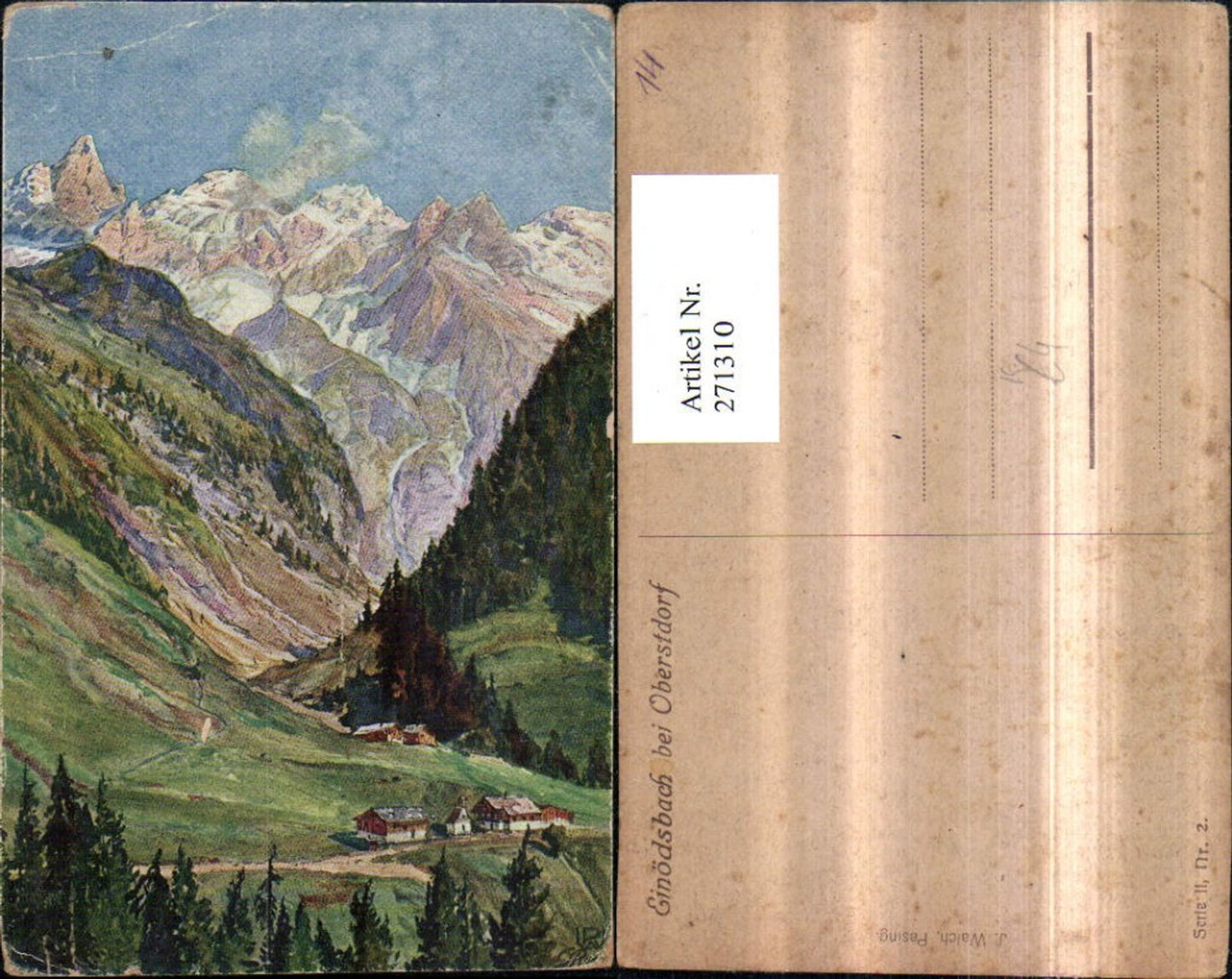 271310, Artist AK Einödsbach near Oberstdorf, mountain scenery