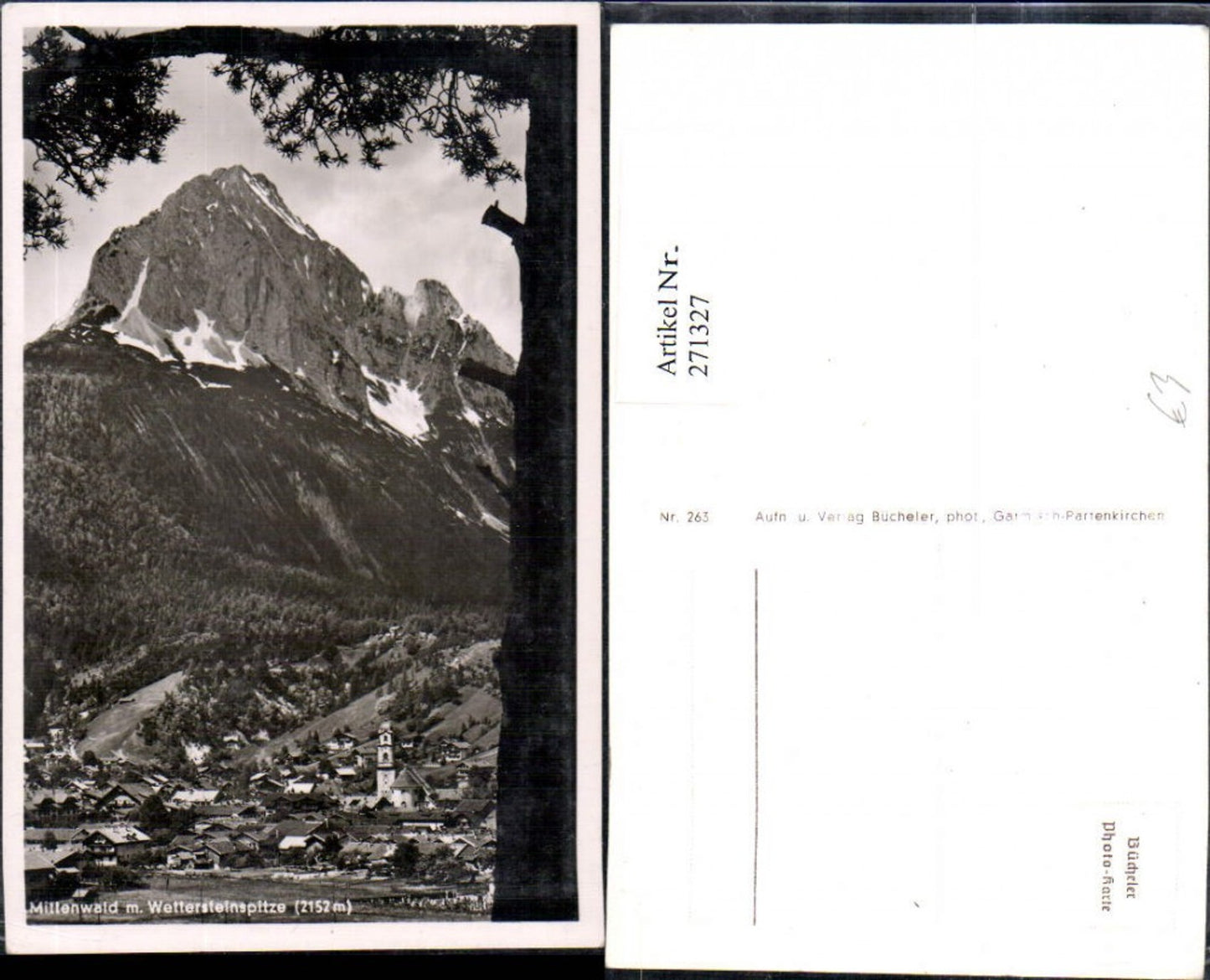 271327,Mittenwald Totale m. Wettersteinspitze Bergkulisse