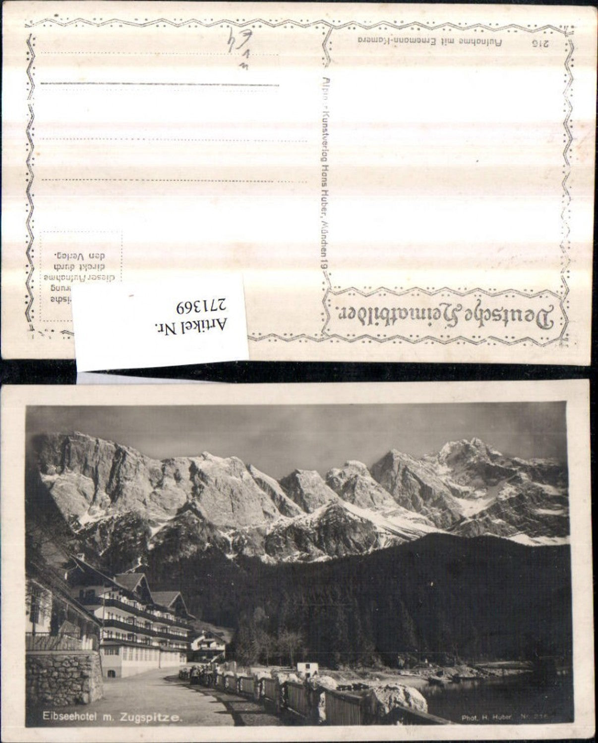 271369,Eibseehotel m. Zugspitze b. Grainau Bergkulisse pub Hans Huber 216