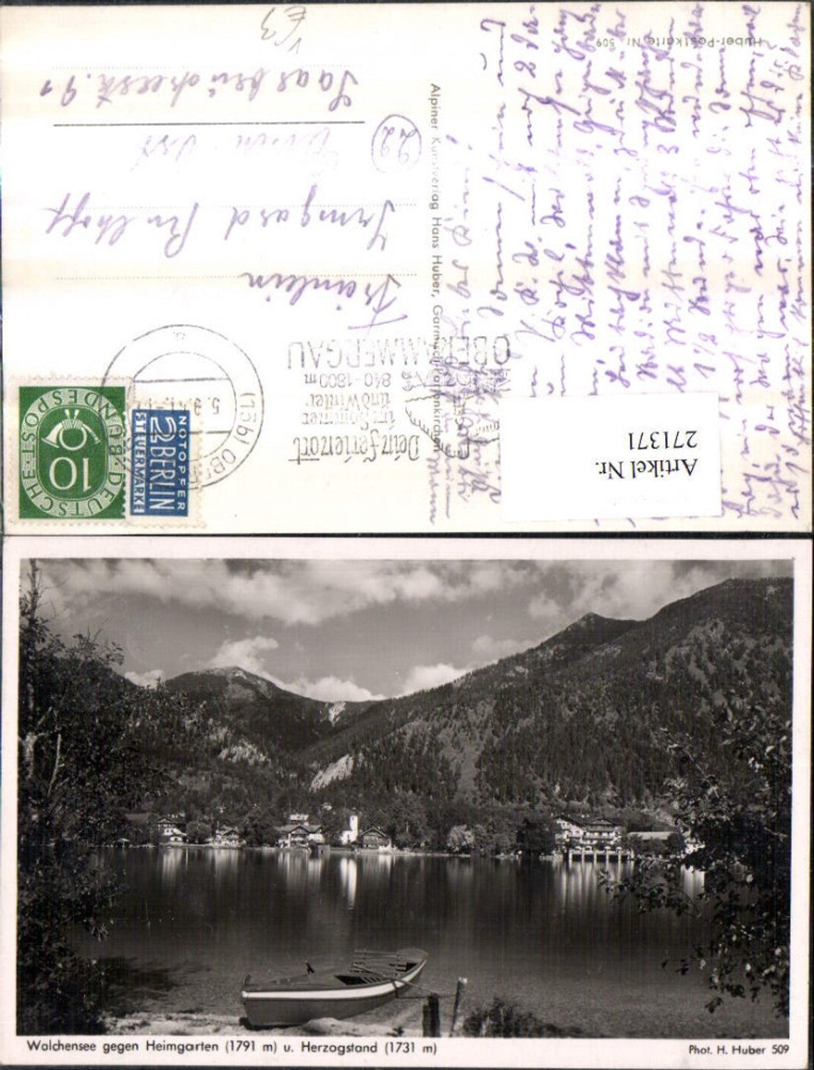 271371,Walchensee geg. Heimgarten u. Herzogstand Ruderboot pub Hans Huber 509