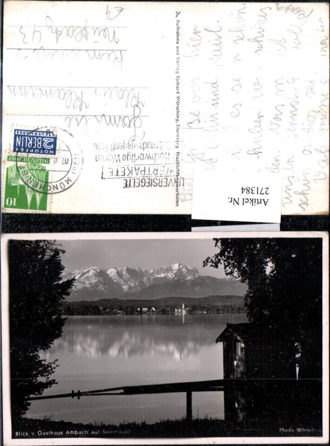 271384,Blick vom Gasthaus Ambach auf Seeshaupt Bergkulisse