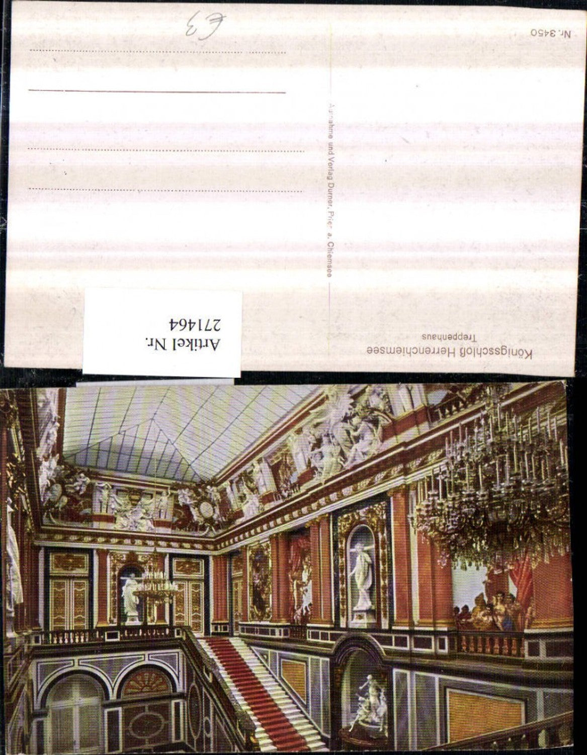 271464,Königsschloss Herrenchiemsee Treppenhaus Innenansicht Kronleuchter