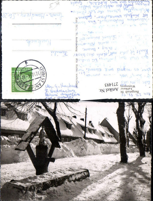 271493,Bergstadt St. Andreasberg im Oberharz Straßenansicht Brunnen Winterbild