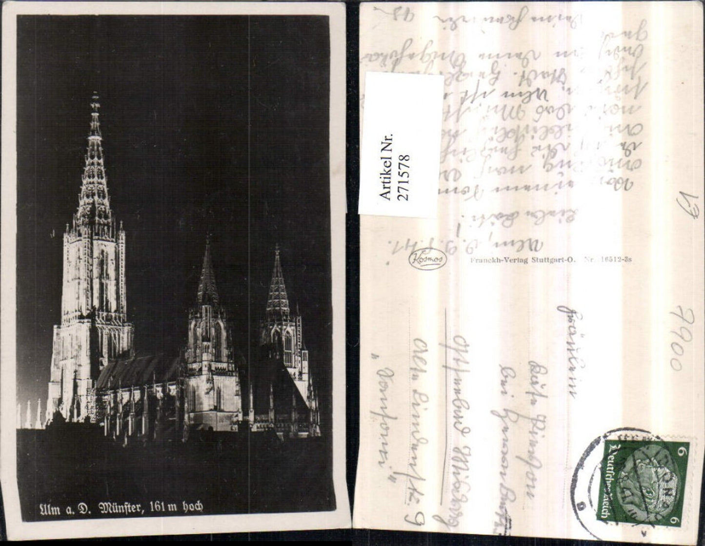 271578,Ulm an d. Donau Münster Kirche b. Nacht