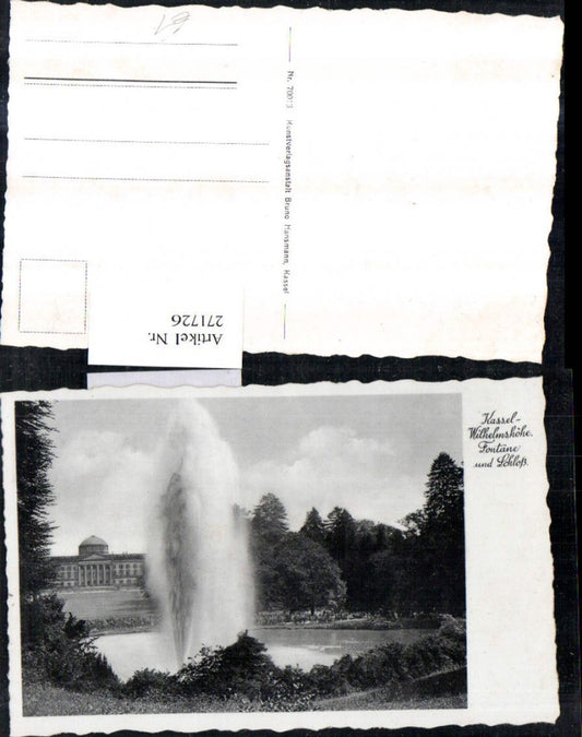 271726,Kassel Wilhelmshöhe Fontäne m. Schloss