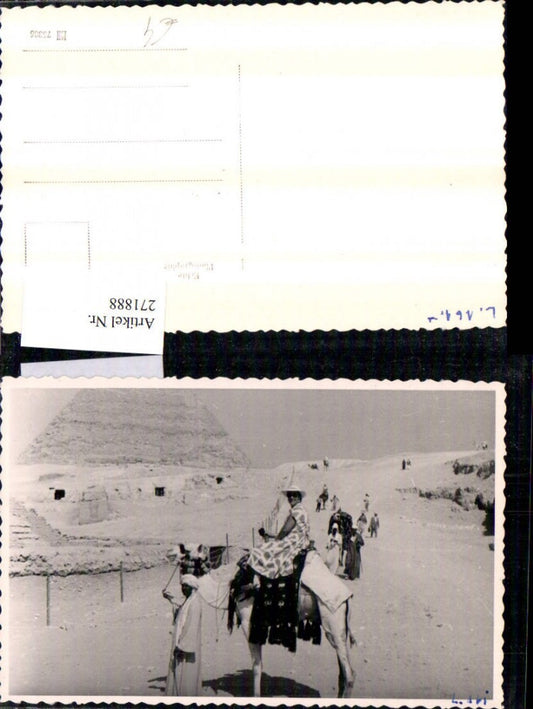 271888,Foto AK Ägypten Frau m. Hut Kamele Volkstypen Pyramide