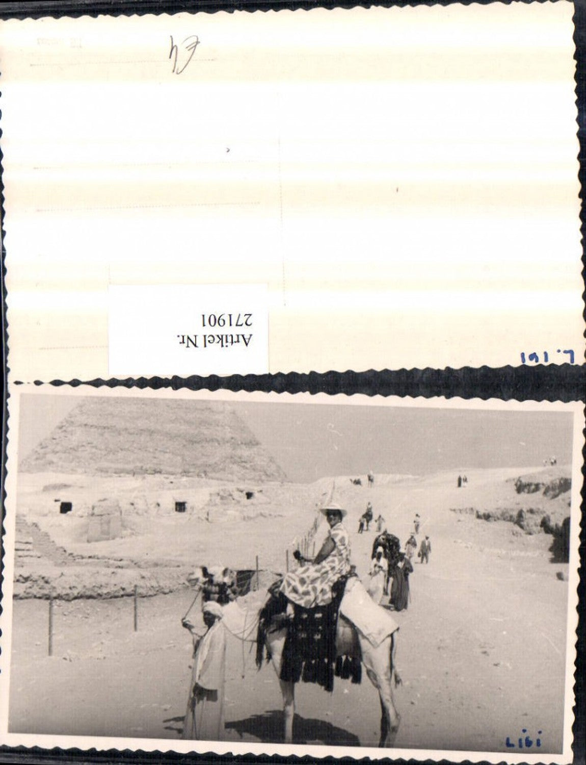 271901,Foto AK Ägypten Frau m. Hut Kamel Volkstypen Pyramide