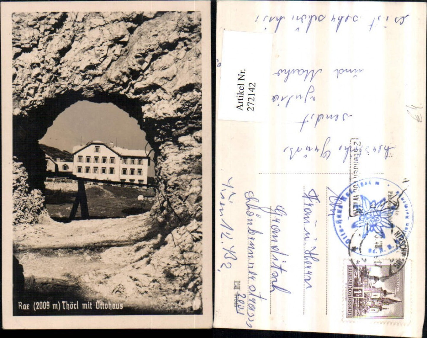 272142,Rax Thörl m. Ottohaus Durchblick b. Reichenau