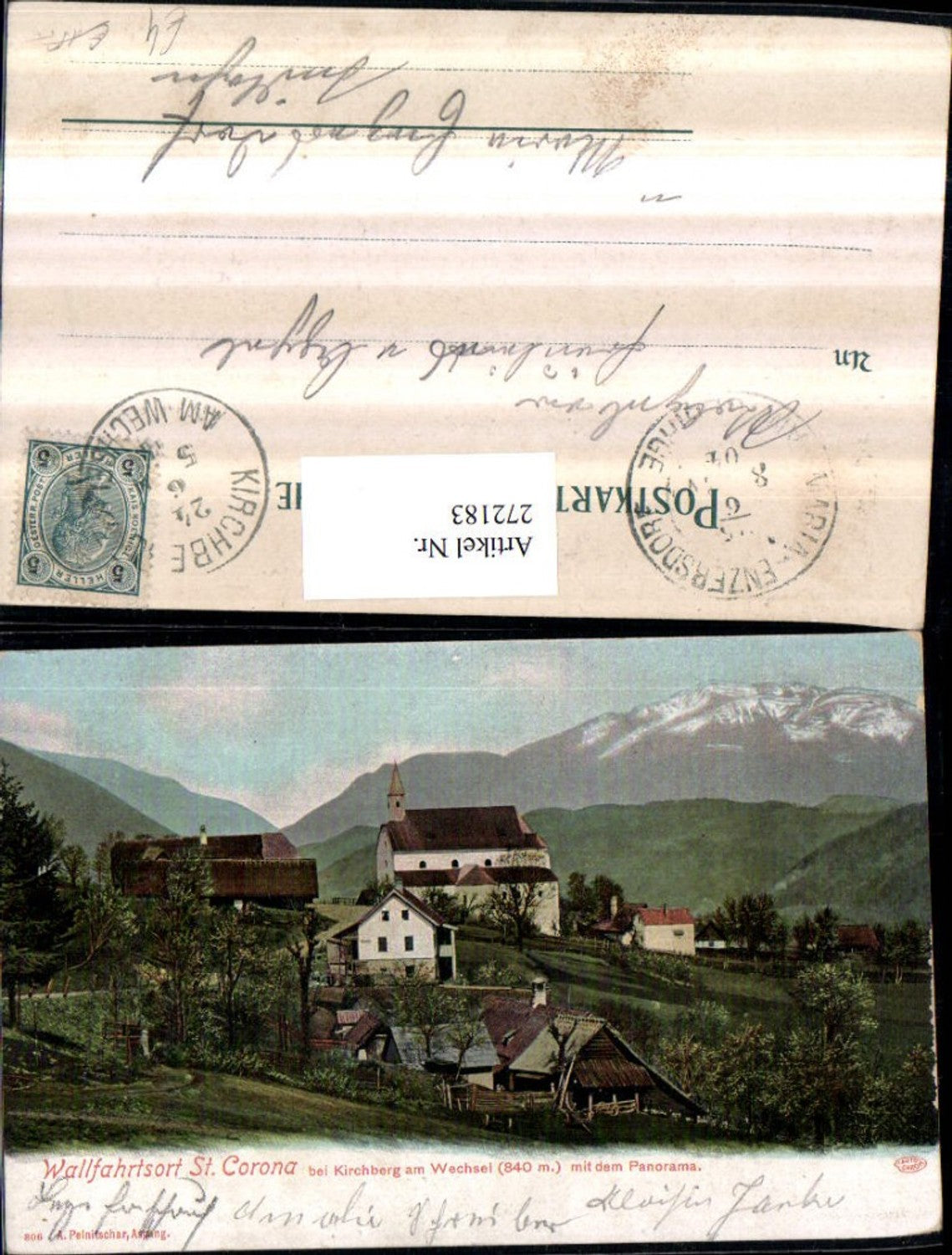 272183,St. Corona b. Kirchberg am Wechsel Teilansicht Bergkulisse