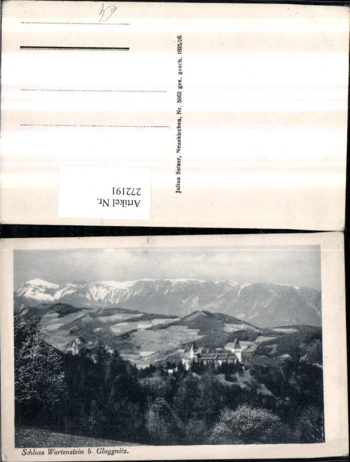272191,Schloss Wartenstein b. Gloggnitz Bergkulisse