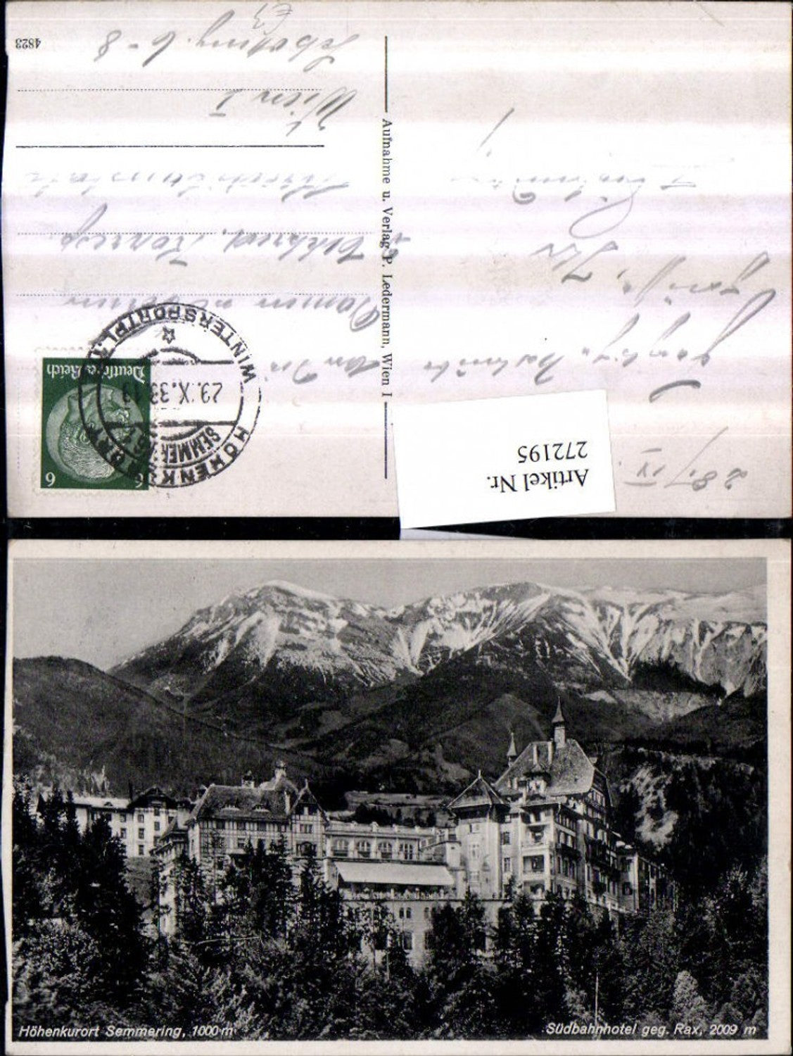 272195,Semmering Südbahnhotel geg. Rax Bergkulisse