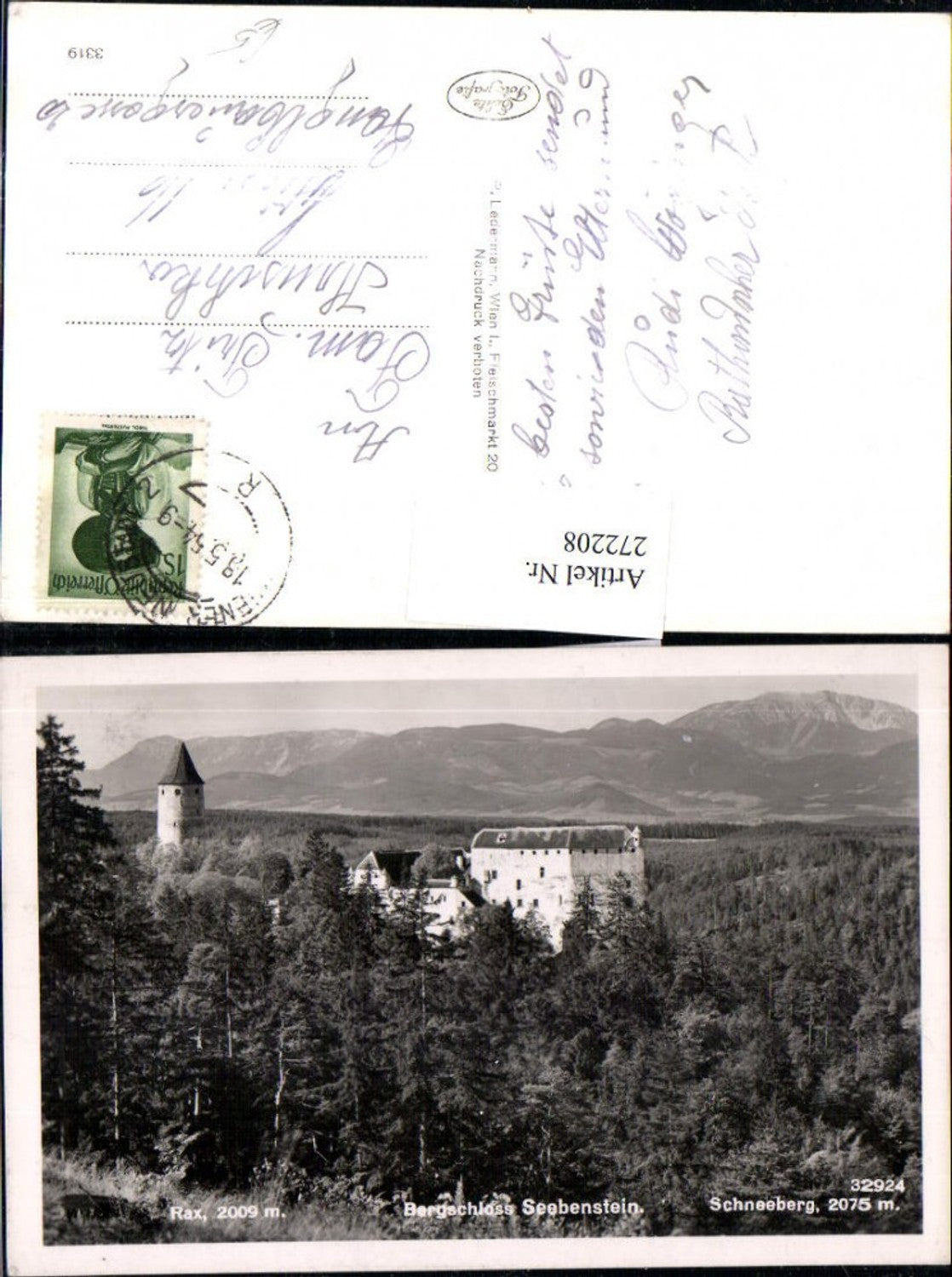 272208,Burgschloss Seebenstein m. Rax u. Schneeberg Bergkulisse