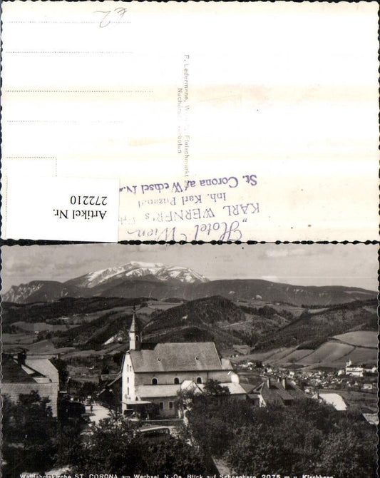 272210,St. Corona am Wechsel Teilansicht Kirche m. Blick auf Kirchberg u. Schneeberg Bergkulisse