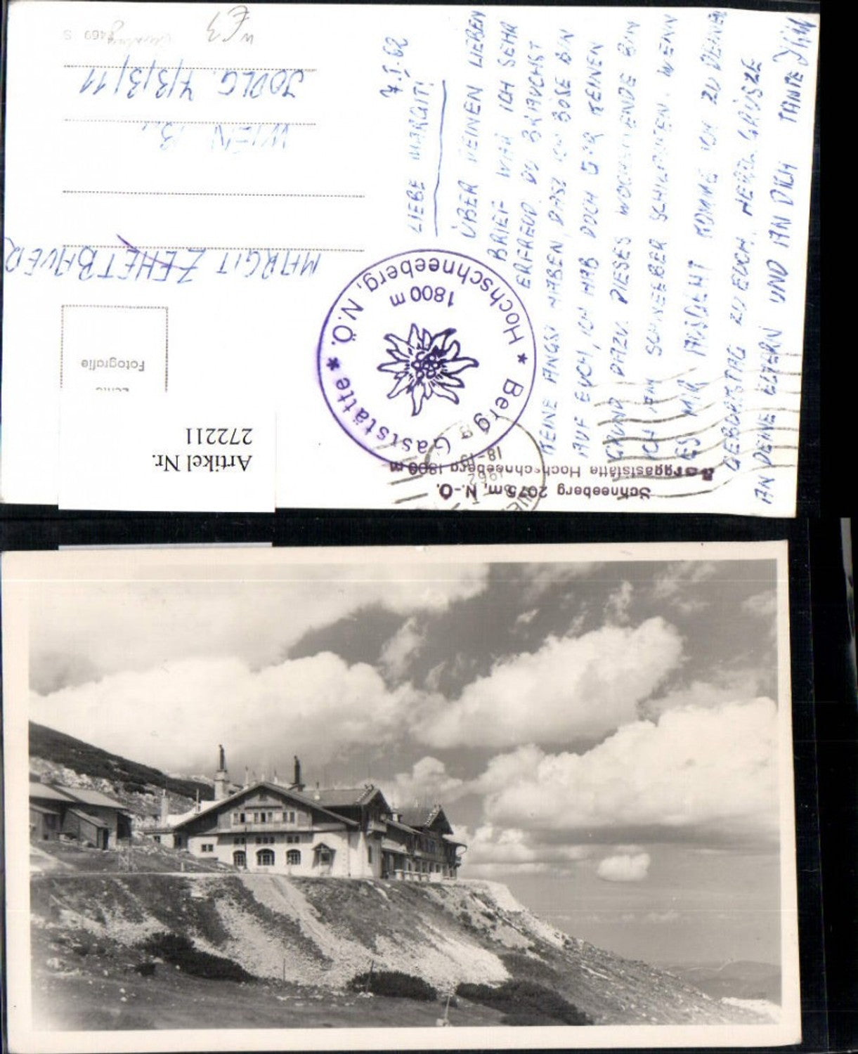 272211,Schneeberg Berggasstätte Hochschneeberg b. Puchberg