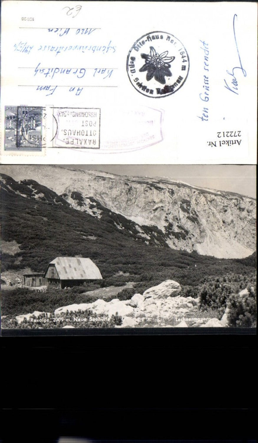 272212,Raxalpe Seehütte m. Lechnermauern b. Reichenau