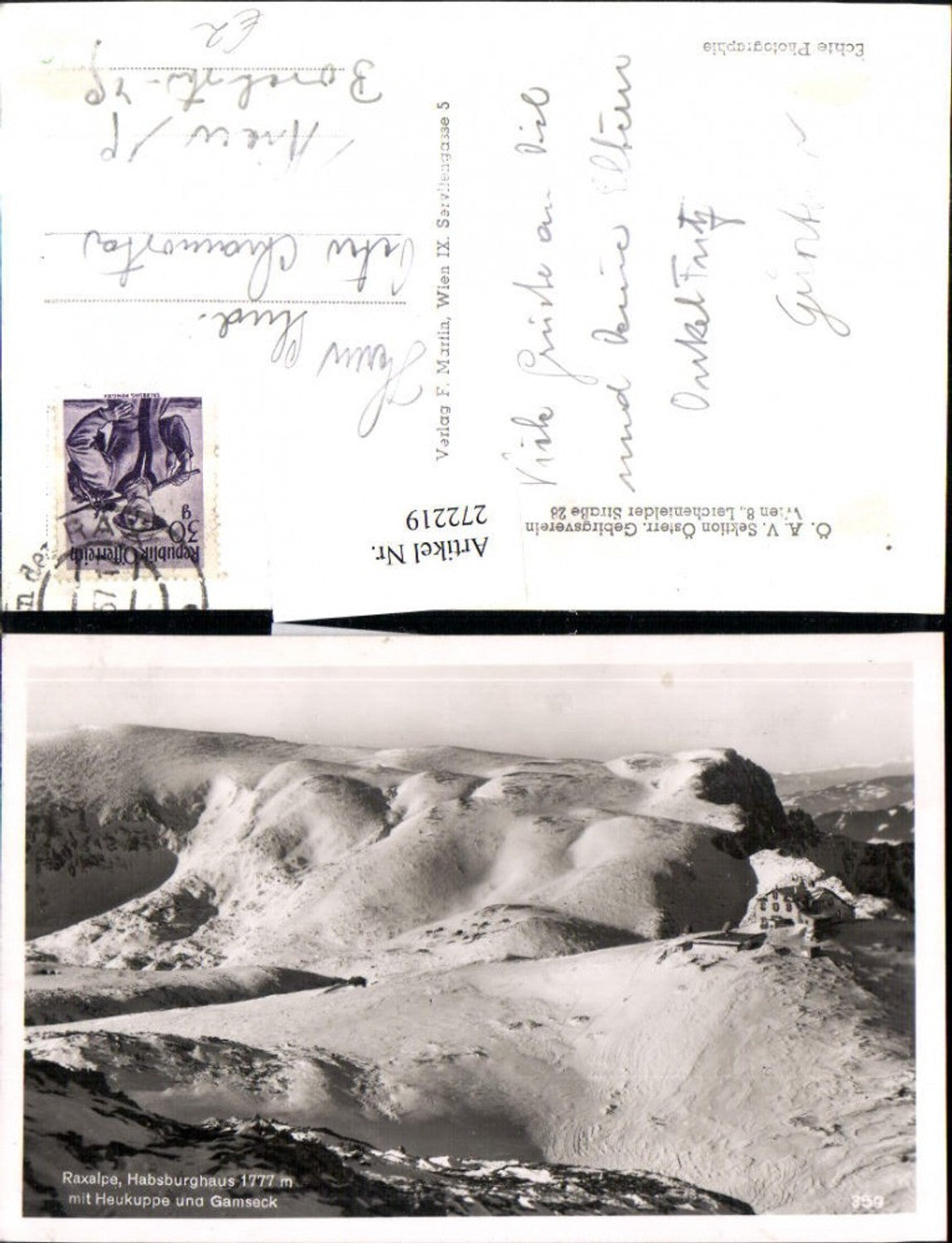 272219,Raxalpe Habsburghaus m. Heukuppe u. Gamseck Bergkulisse b. Reichenau