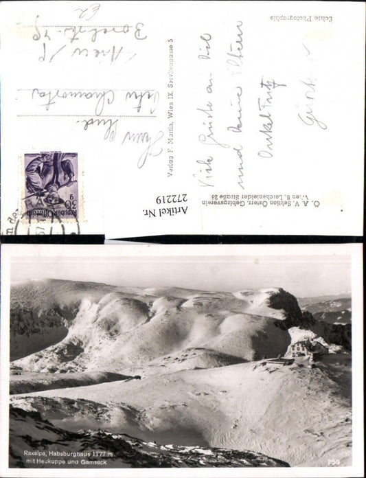 272219,Raxalpe Habsburghaus m. Heukuppe u. Gamseck Bergkulisse b. Reichenau