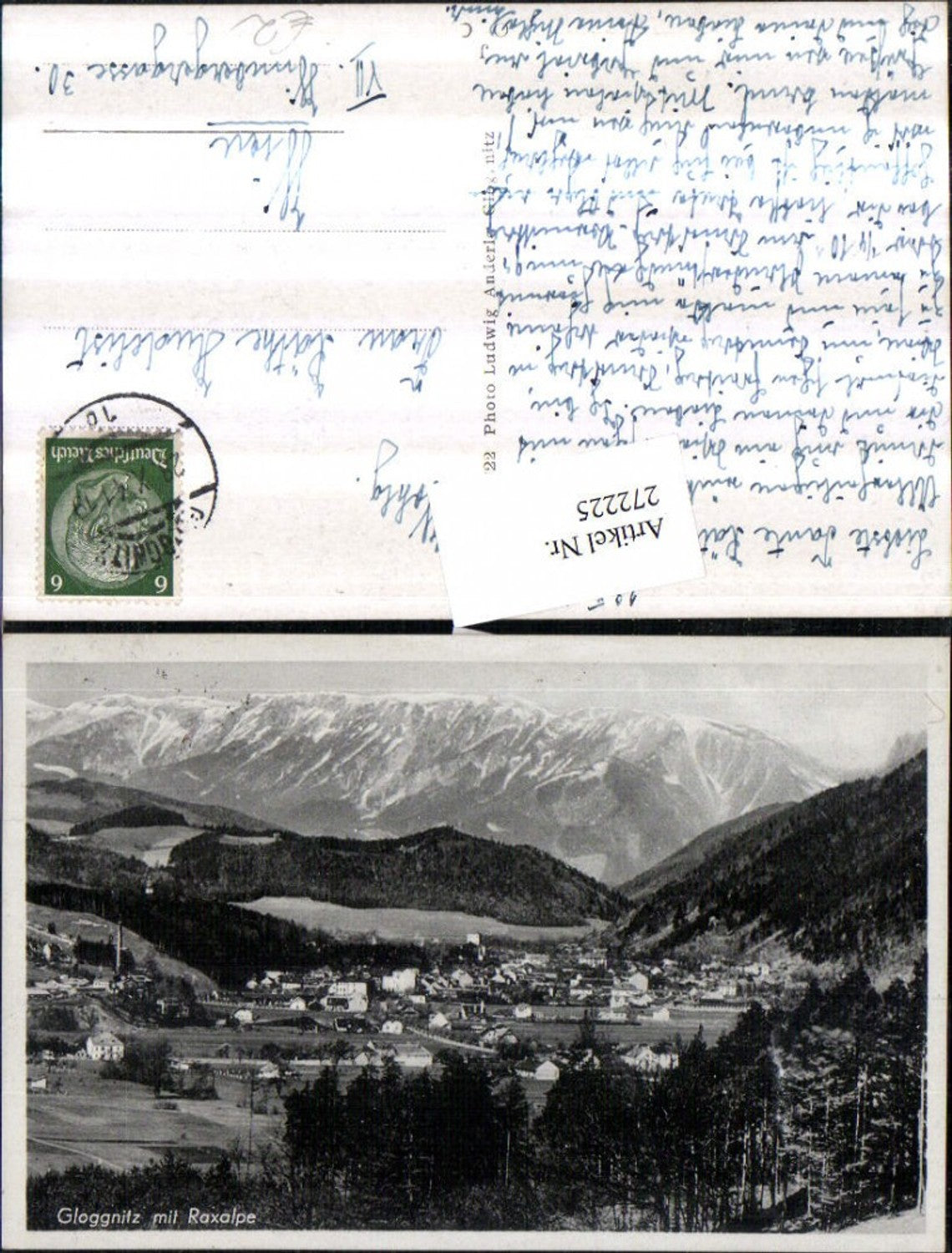 272225,Gloggnitz Totale m. Raxalpe Bergkulisse