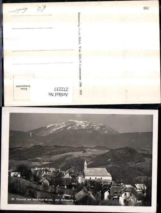 272237,St. Corona am Wechsel Totale Kirche geg. Schneeberg Bergkulisse