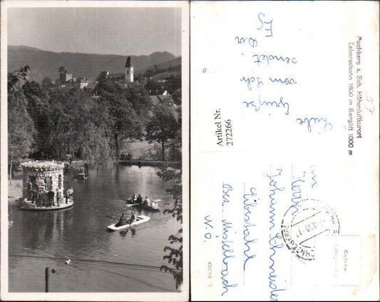 272266,Puchberg am Schneeberg Teilansicht Teich Steinpavillon Ruderboote