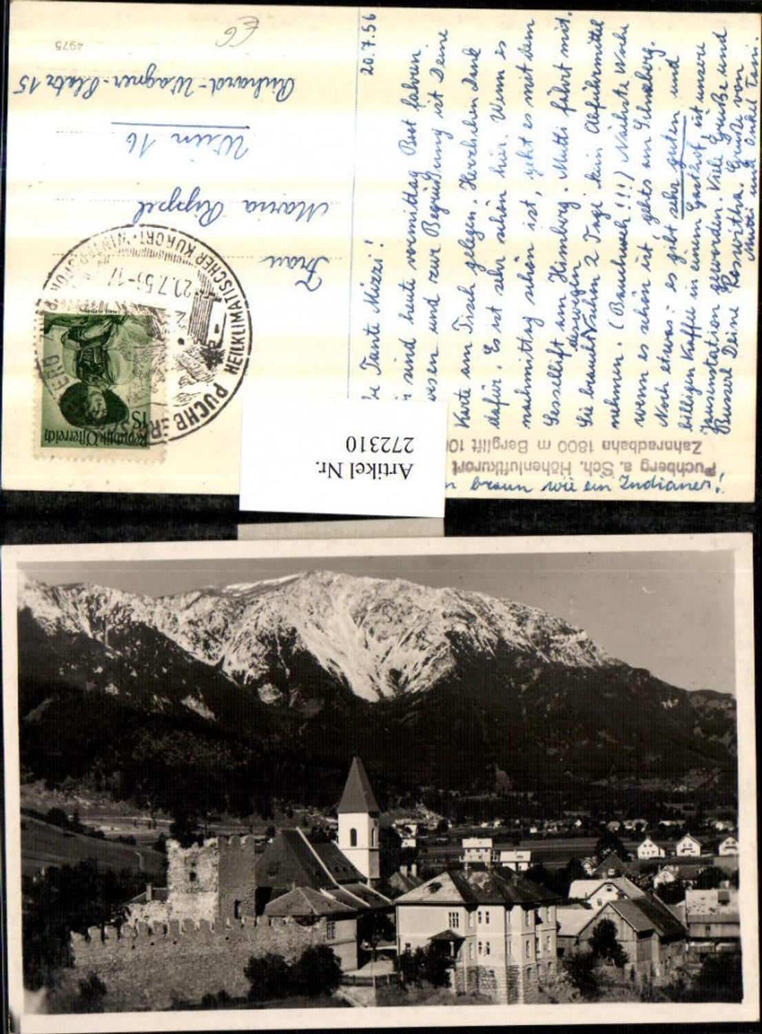 272310,Puchberg am Schneeberg Teilansicht Burg Kirche Bergkulisse