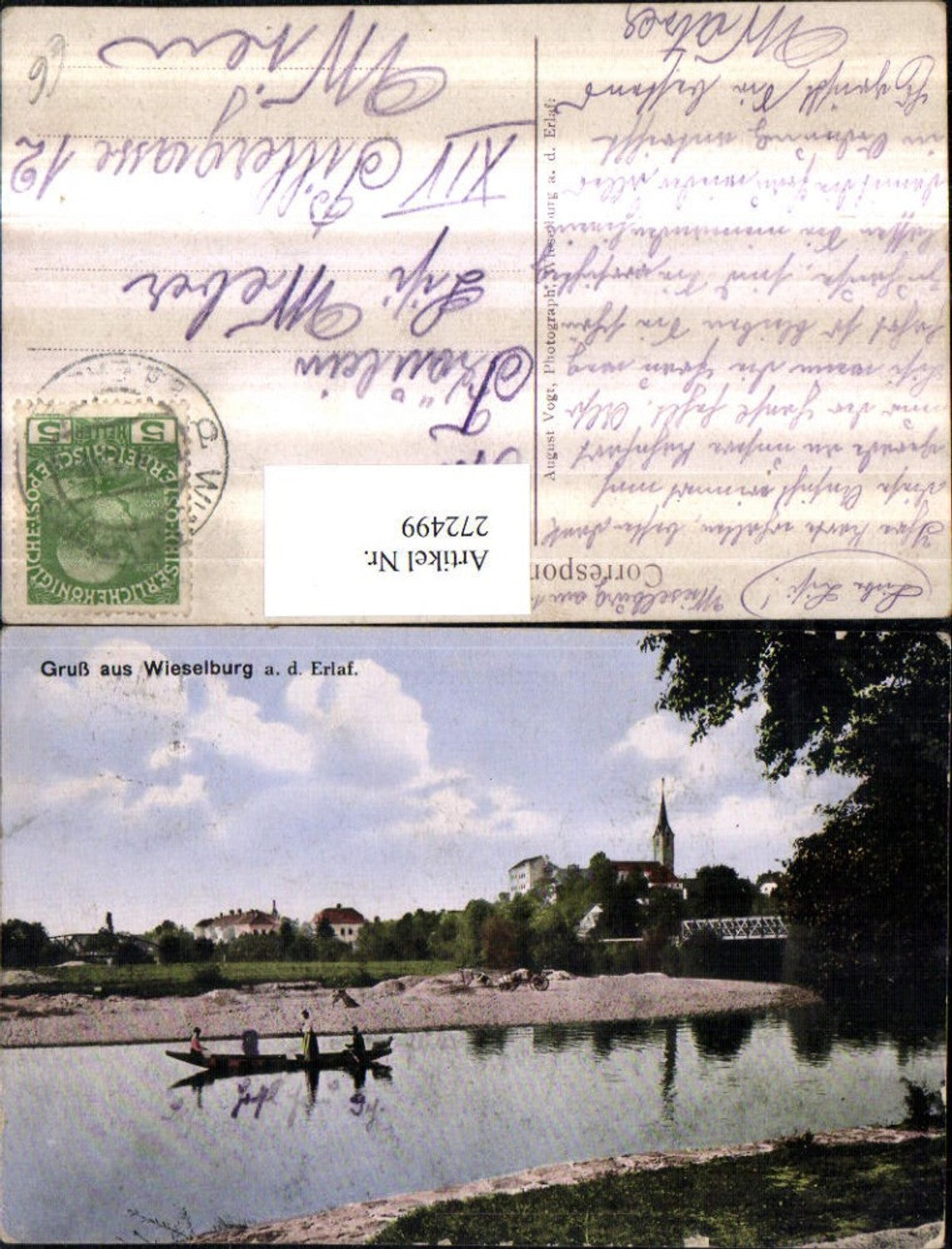272499,Gruß aus Wieselburg an d. Erlaf Erlauf Teilansicht Ruderboot