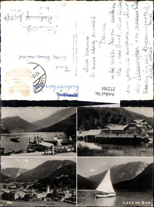 272501,Lunz am See Totale Lunzersee Segelboot Motorboot Gastwirtschaft Mehrbildkarte